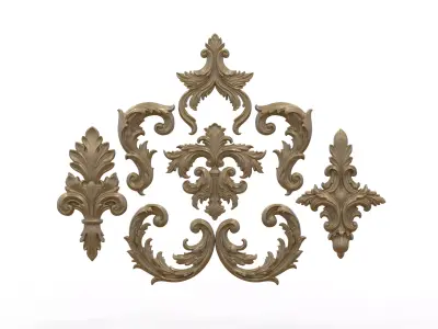 Luxury Baroque Ornament Set - Detailed Decorative 3D Design 3D model