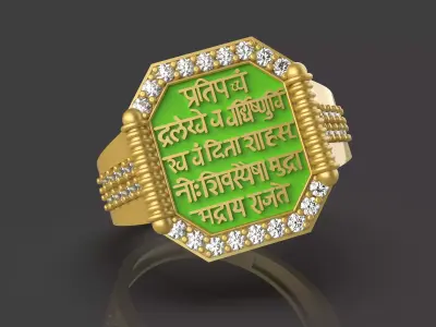 Diamond Rajmudra Ring - 0011 3D print model