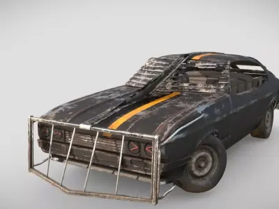 Post Apocalyptic Coupe PBR Low-poly 3D model