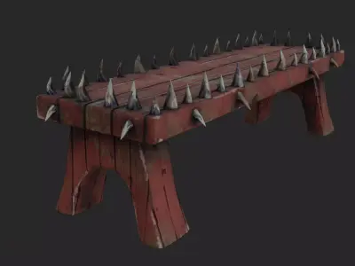 Stylized Spike Studded Bench Low-poly 3D model