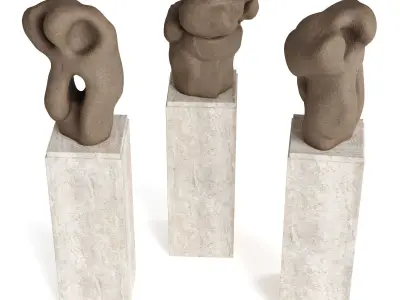 Abstract Ceramic art pedestal Low-poly 3D model