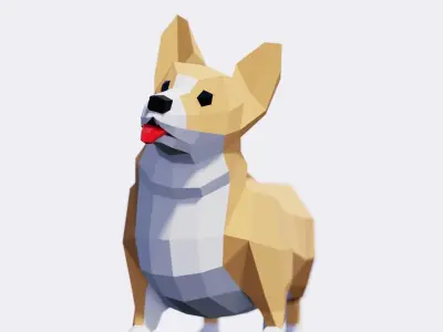 Corgi Dog Low-poly 3D model