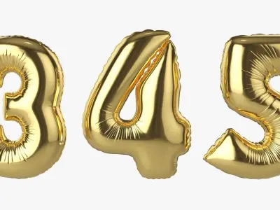 Foil air balloon numbers 02 3D model