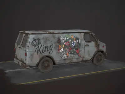 OLD VAN PBR LowPoly Low-poly 3D model