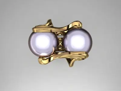 Ring with couple Pearl 3D print model