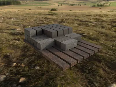 Game Ready Asset  Brick Pallet Empty Free low-poly 3D model