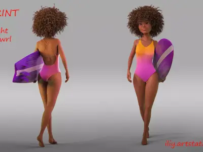 Surf girl 3D print model