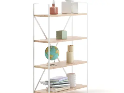 Bookshelf with Decorations 3D model