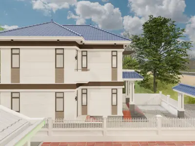 Resident House - Thai Roof House Free 3D model
