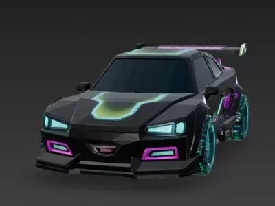 Cartoon Cyber Racing Car 3D Model Low-poly 3D model