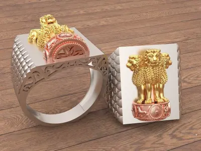 India Ashoka Gents Ring 3D print model