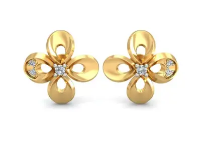 Earring 3dm STL OBJ FBX Render Details gold flower pendant wi... 3D print model