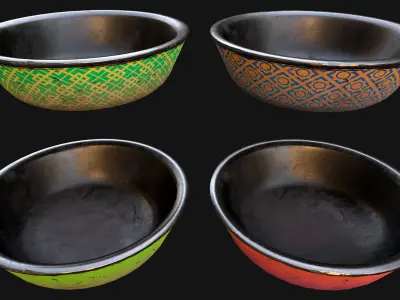 Pet Food Bowl Zoo Dishes for Cats Dogs Low-poly 3D model