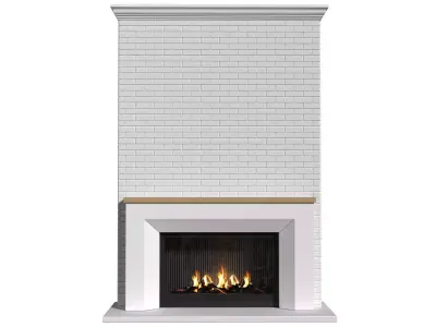 Fireplace stone modern ArtDeco Decorative brick white wall 3D model