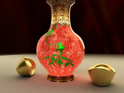 Chinese vase and Yuanbao 3D model