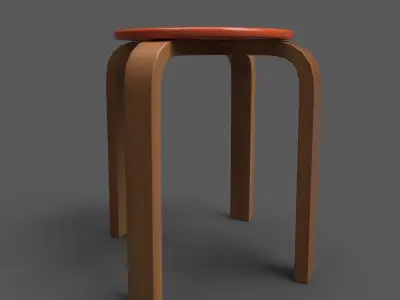 QuadStool 35cm Low-poly 3D model