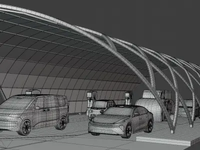 EV charging station V 3D model