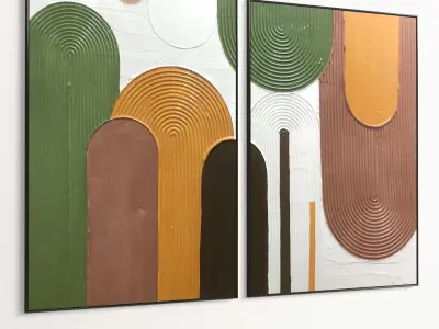 Plaster Two Photo Frame 454 Low-poly 3D model