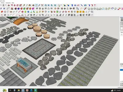 outdoor pedestrian paver stone 3d model 3D model