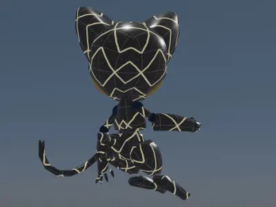 Sci-Fi Futuristic Cat Robot Model Rigged Animated  Low-poly 3D model