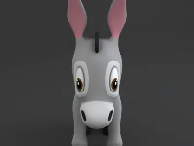 Donkey Cartoon Low-poly 3D model