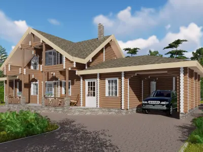 3D model of a wooden house 3D model