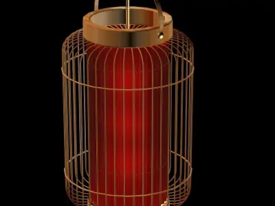 Chinese red cage lantern 3D model