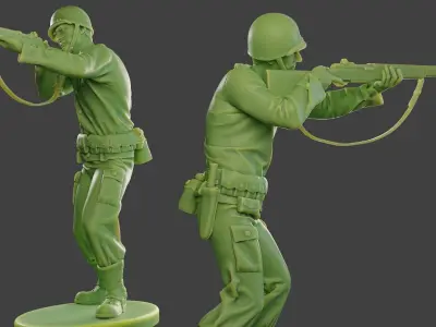 American soldier ww2 Shoot Stand A12 3D print model
