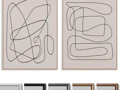 abstract painting frame set 3D model 218