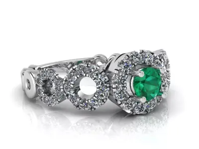 Emerald Halo Gold Ring 3D print model