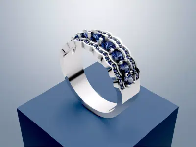 Classic Multi Stone Diamond Ring 3D print model