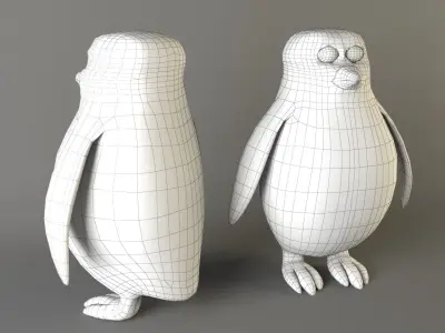 Realistic Penguin 3D Model with eyes Low-poly 3D model
