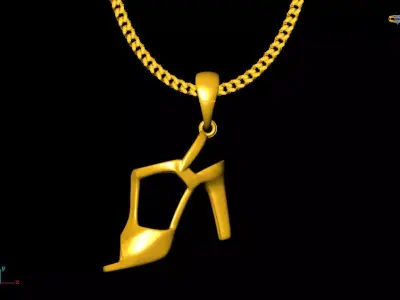 Women shoe heel pendant charms - one inch pendant 3D print model