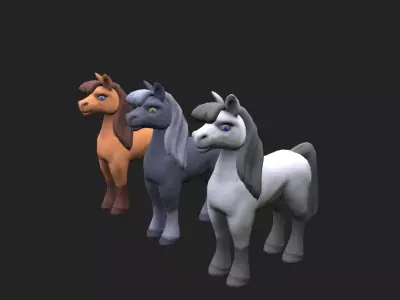 Stylized Cartoon Horse Low-poly 3D model Low-poly 3D model purchase