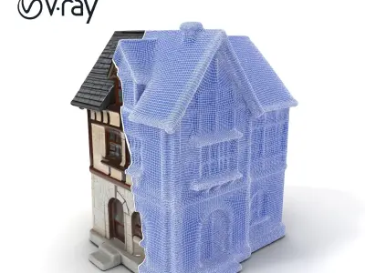 Medieval HalfTimbered House Model Pack for Realistic Rendering Low-poly 3D model