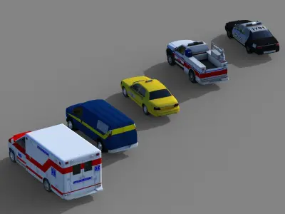 Vehicle Pack Utility Car Truck Low-poly 3D model