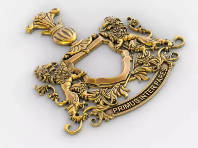 Heraldry ornate gold piece of jewelry 3D Model Collection