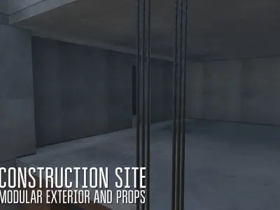 Construction site - modular exterior and props Low-poly 3D model
