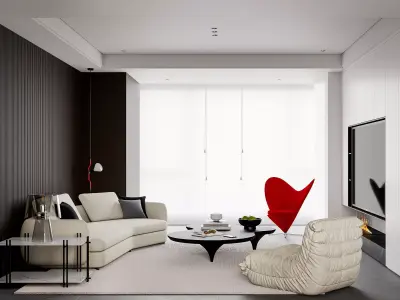 Modern living room dining room interior scenes 356 3D model