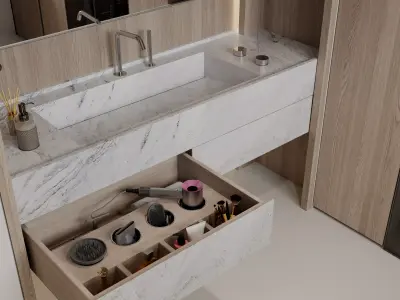 modern bedroom bathroom dressing room 3D model