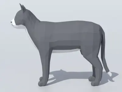 Low Poly Cartoon Cat Low-poly 3D model