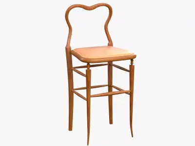 High Chair Clerks Chair No 9 Light Wooden Oak Version 3D model