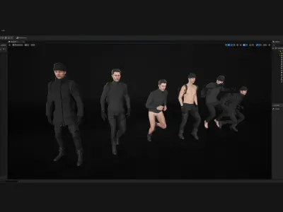 Mens and Womens Winter Outfits - Modular - Rigged 3D Model Collection