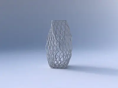 Vase twisted quadratic with diagonal grid lattice 3D print model