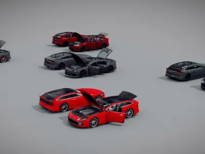 Generic low poly 5 car pack Low-poly 3D model