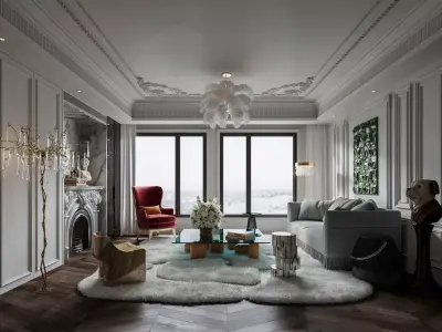 Classic luxury living room scene 3D model
