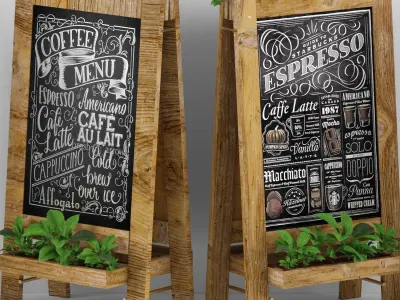chalk board 08 greenery 3D model