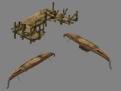 Game Kazlog Bay - Pier - Boat 02 3D model