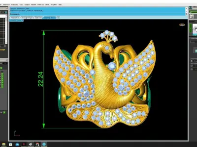 Majestic Phoenix Bird Statement Ring for Men and Women  3503 3D print model