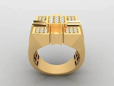 Ring M35 Mens luxury ring with gem 3D print model